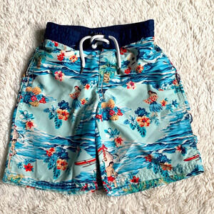 Boys polo Ralph Lauren tropical Hawaiian beach trunks size 7 hula seahorse